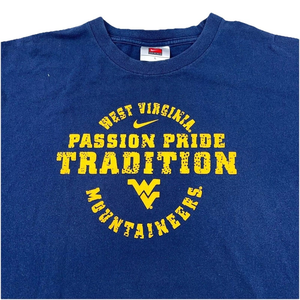 Vintage West Virginia Mountaineers Shirt Men Large Nike Tee WVU Y2K 2000s Swoosh